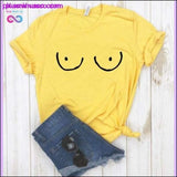 Plus Minus Co Funny TITTIES BOOBS BOOBIES Print New Women Tshirt Cotton, view 4