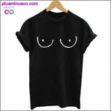 Plus Minus Co Funny Women Tities T-Shirt Cartoon Drawn Boobies Hand Drawn, view 2