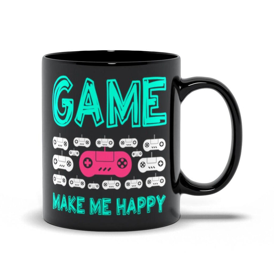 Plus Minus Co Game Make Me Happy Black Mugs,Gaming Makes Me Happy You, Not So Much, Video Game mug, Online Gamer Gift, Game Controller, Video Game Lover