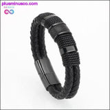 Plus Minus Co Genuine Leather Bracelet Men Homme Multi-layer, view 3