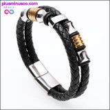 Plus Minus Co Genuine Leather Bracelet Men Homme Multi-layer, view 4
