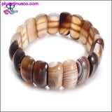 Plus Minus Co Genuine Natural Brown Agate Elastic Stone Carnelian Bangle, view 2