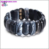 Plus Minus Co Genuine Natural Brown Agate Elastic Stone Carnelian Bangle, view 4