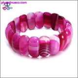 Plus Minus Co Genuine Natural Brown Agate Elastic Stone Carnelian Bangle, view 6