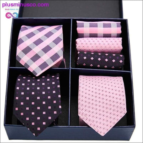 Plus Minus Co Gift box Pack Mens Tie Skinny Pink palid 100% Silk Classic