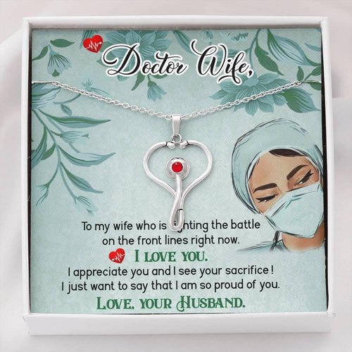 Plus Minus Co Gifts for Doctor Wife, Heart Shaped Stethoscope Design Necklace, Health Care Worker Gifts, Gift for Doctor Wife