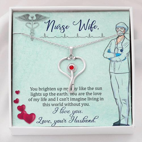 Plus Minus Co Gifts For Nurse Wife, Nurse Appreciation Gift Idea, Swarovski Crystal Stethoscope Pendant With Message Card,  Gift for Nurse Wife Birthday Gift Pendant Necklace