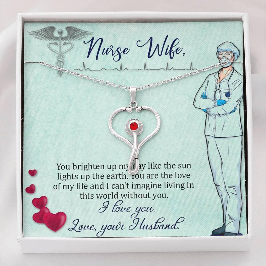 Plus Minus Co Gifts For Nurse Wife, Nurse Appreciation Gift Idea, Swarovski Crystal Stethoscope Pendant With Message Card, Gift for Nurse Wife Birthday Gift Pendant Necklace
