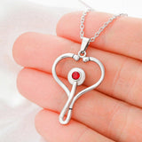 Plus Minus Co Gifts For Nurse Wife, Nurse Appreciation Gift Idea, Swarovski Crystal Stethoscope Pendant With Message Card, Gift for Nurse Wife Birthday Gift Pendant Necklace, view 4