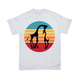 Plus Minus Co Giraffe And Calf | Retro Sunset T-Shirts, Giraffe with Baby - Momma Giraffe and Calf, Christmas Gift, view 2