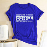 Plus Minus Co Give Me Coffee and No One Gets Hurt Harajuku T Shirt Women Short Sleeve Summer Loose Tee Shirt Femme Casual Tops Summer Clothes, view 2