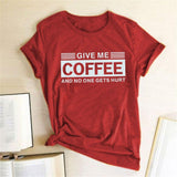 Plus Minus Co Give Me Coffee and No One Gets Hurt Harajuku T Shirt Women Short Sleeve Summer Loose Tee Shirt Femme Casual Tops Summer Clothes, view 4
