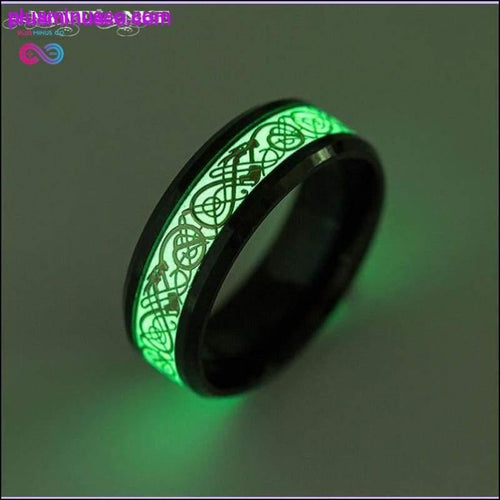 Plus Minus Co Glow in the Dark Black Fluorescent Dargon Titanium Ring