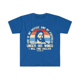 Plus Minus Co God is my refuse and my fortress, under his wings I will find shelter, Bible verse, Psalms 91, Unisex Soft style T-Shirt, view 2