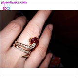 Plus Minus Co Gold Beaded Snake Ring With Crystal || PlusMinusco.com, view 3