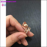 Plus Minus Co Gold Beaded Snake Ring With Crystal || PlusMinusco.com, view 6