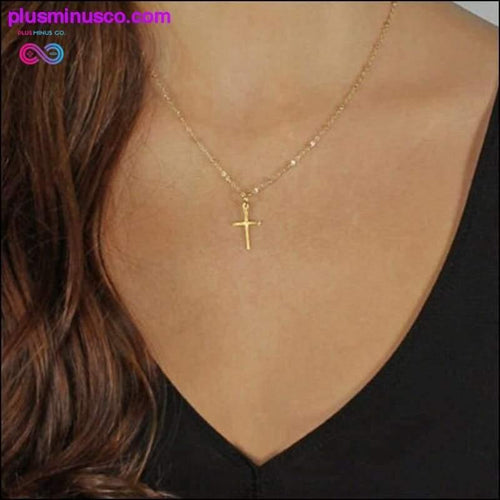 Plus Minus Co Gold Chain Cross Necklace Small Gold Cross Religious Jewelry