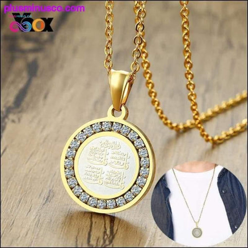 Plus Minus Co Gold-color CZ Stone Round Religious Necklace