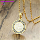 Plus Minus Co Gold-color CZ Stone Round Religious Necklace, view 2