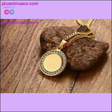 Plus Minus Co Gold-color CZ Stone Round Religious Necklace, view 4