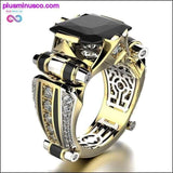 Plus Minus Co Gold with Black Stone Steampunk Vintage Men Ring, view 2