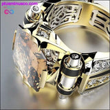 Plus Minus Co Gold with Black Stone Steampunk Vintage Men Ring, view 5