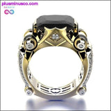 Plus Minus Co Gold with Black Stone Steampunk Vintage Men Ring, view 6