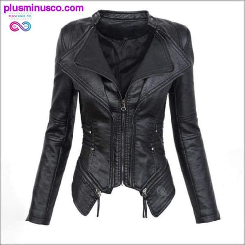 Plus Minus Co Gothic couro falso PU Mulheres Jaqueta de Inverno Moda