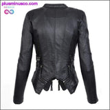 Plus Minus Co Gothic couro falso PU Mulheres Jaqueta de Inverno Moda, view 3
