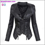 Plus Minus Co Gothic couro falso PU Mulheres Jaqueta de Inverno Moda, view 4