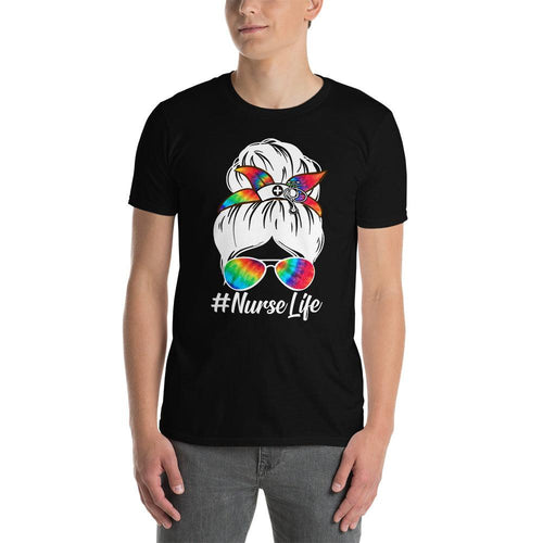 Plus Minus Co Grab This "Nurse Life Funny Messy Bun Hair colorful Glasses t-shirt