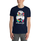 Plus Minus Co Grab This "Nurse Life Funny Messy Bun Hair colorful Glasses T-shirt, view 2