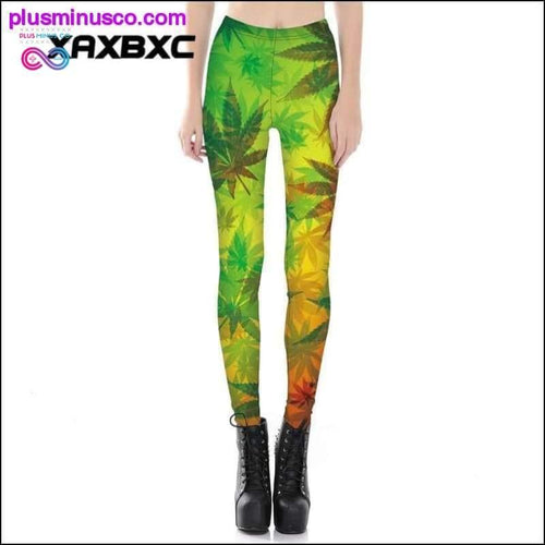 Plus Minus Co Gradient Rainbow Weed Maple Leaf Printed Elastic Slim