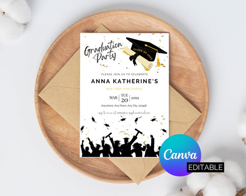 Plus Minus Co Graduation Invitation, 2023 Graduation Invitation, 2022 Graduation, Graduation Announcement, Graduation Card Template, Canva Template