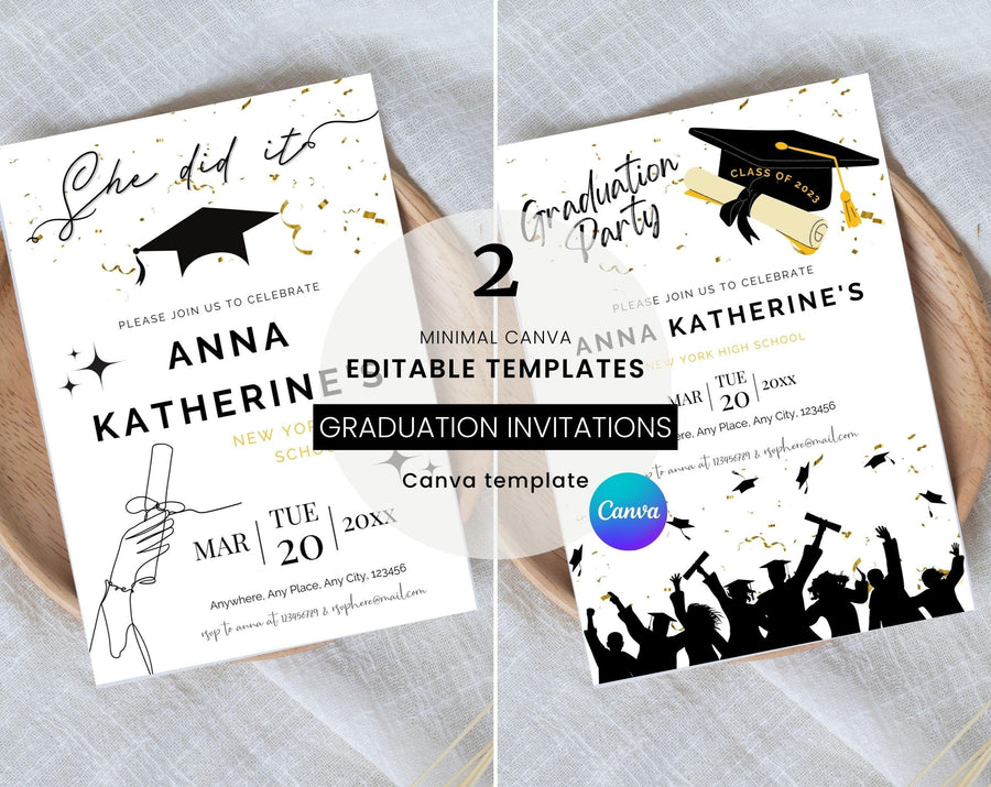 Plus Minus Co Graduation Invitation, 2023 Graduation Invitation, 2023 Graduation, Graduation Announcement, Graduation Card Template, Canva Template Two