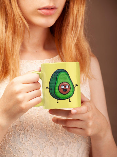 Plus Minus Co Green Avocado with yellow background  Avocado mug, funny avacado mug, avocado lover, avocado coffee mug, avocado gift, cute avocado mug,