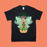 Plus Minus Co Green Fairy Mushroom T-Shirts, Live Laugh And Believe In Fairies Green Fairy Mushroom, Fairy Wings Fantasy Beautiful Mythical Spirit Green, view 2