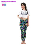 Plus Minus Co Green Floral Leaf Flower Pattern Leggings Sexy Elasticity, view 4