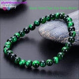Plus Minus Co Green Tiger Eye Bracelet Natural Stone Energy Healing Beads, view 5