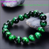 Plus Minus Co Green Tiger Eye Bracelet Natural Stone Energy Healing Beads, view 6