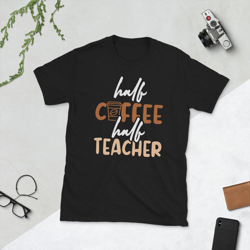 Plus Minus Co half coffee half teacher Unisex Tee