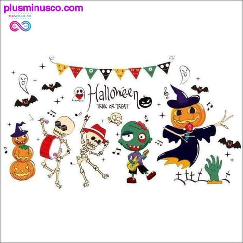 Plus Minus Co Halloween Glass Stickers PVC Material DIY Bats Witch Wall