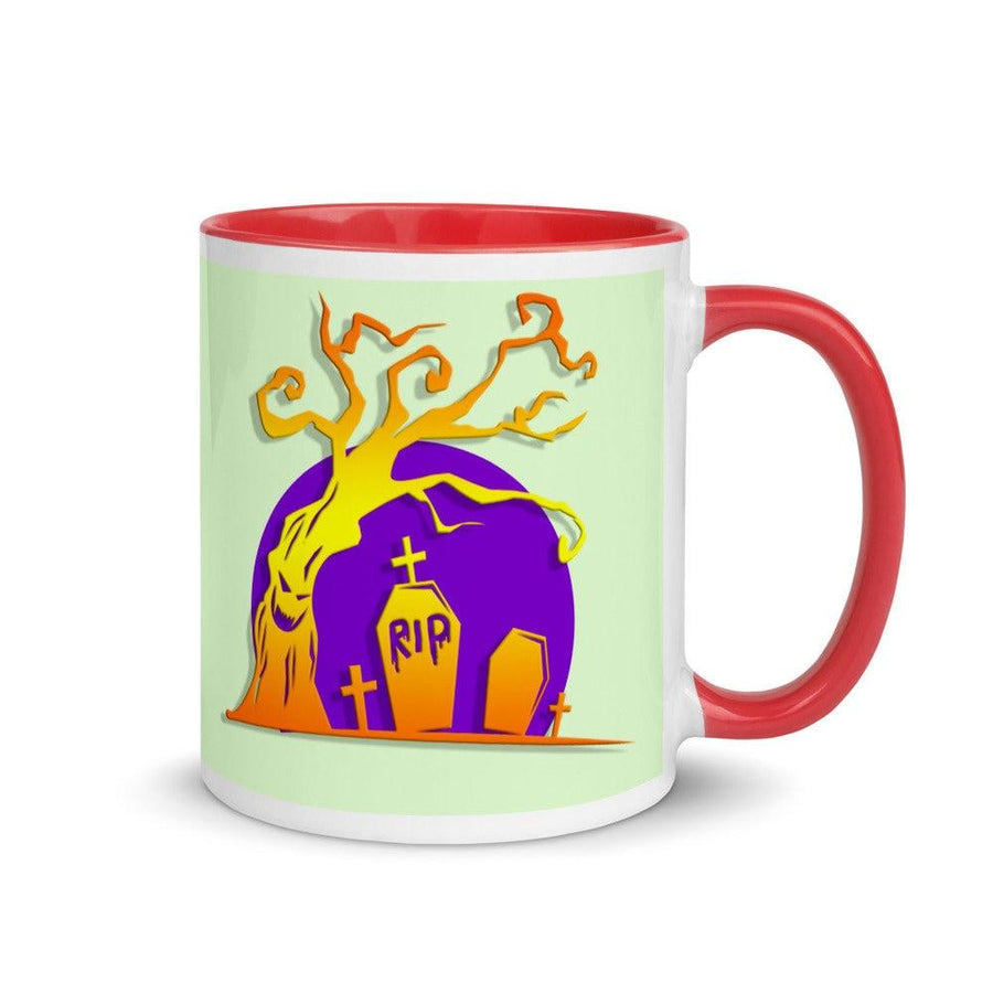 Plus Minus Co Halloween Mug with Color Inside, RIP Halloween Mug, Colorful Mug, Halloween coffee Mug, Spooky Mugs, Halloween Coffee Mug, Tombstone Mug