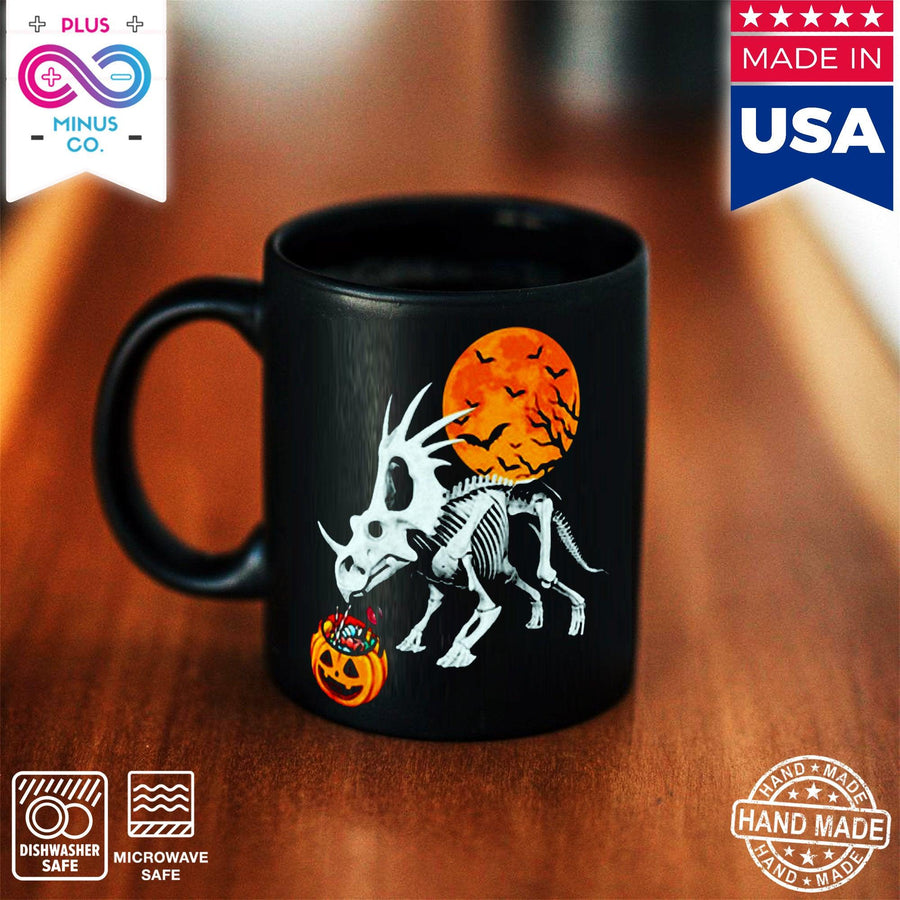 Plus Minus Co Halloween Pumpkin Dinosaur Mugs, Halloween-loving friend, look no further than our dinosaur skeleton halloween mug!
