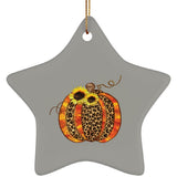 Plus Minus Co Halloween Pumpkin Theme Ceramic Star Ornament, Halloween Decoration, Halloween Pendant Necklace, Halloween Pumpkin Design, view 4