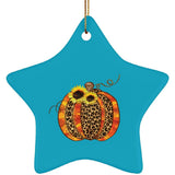 Plus Minus Co Halloween Pumpkin Theme Ceramic Star Ornament, Halloween Decoration, Halloween Pendant Necklace, Halloween Pumpkin Design, view 2