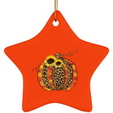 Plus Minus Co Halloween Pumpkin Theme Ceramic Star Ornament, Halloween Decoration, Halloween Pendant Necklace, Halloween Pumpkin Design, view 3
