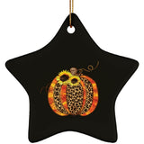 Plus Minus Co Halloween Pumpkin Theme Ceramic Star Ornament, Halloween Decoration, Halloween Pendant Necklace, Halloween Pumpkin Design, view 6