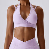 Plus Minus Co Halter Gather Shockproof Quick-Dry Nude Feel with Chest Pad Yoga, view 4