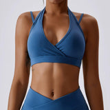 Plus Minus Co Halter Gather Shockproof Quick-Dry Nude Feel with Chest Pad Yoga, view 6